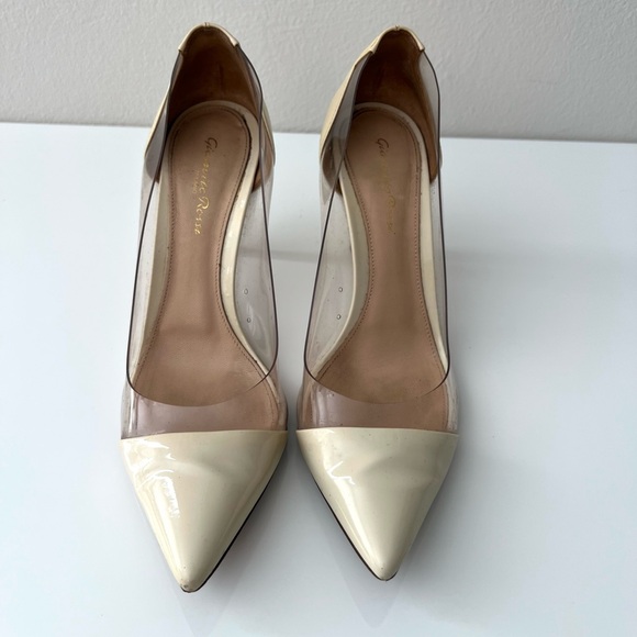 Gianvito Rossi 85 Plexi offwhite patent leather pumps, size 38.5 (US 8) - Picture 4 of 11